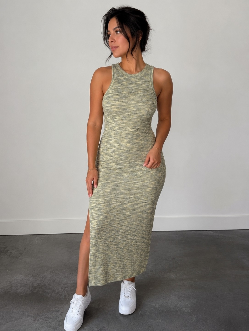 Sleeveless Midi Tank Dress Marled